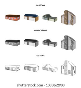 Isolated object of facade and housing icon. Collection of facade and infrastructure stock symbol for web.