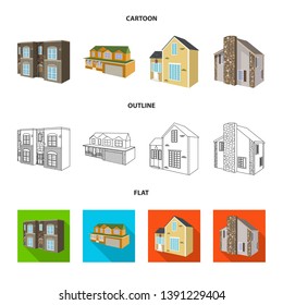 Isolated object of facade and housing icon. Collection of facade and infrastructure stock symbol for web.