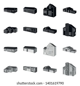 Isolated object of facade and housing icon. Set of facade and infrastructure stock vector illustration.
