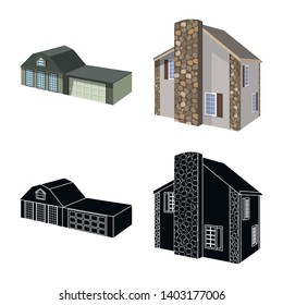 Isolated object of facade and housing icon. Set of facade and infrastructure vector icon for stock.