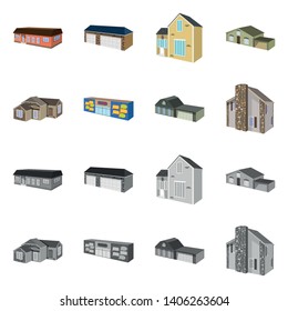Isolated object of facade and housing icon. Collection of facade and infrastructure stock symbol for web.