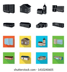 Isolated object of facade and housing icon. Set of facade and infrastructure stock symbol for web.