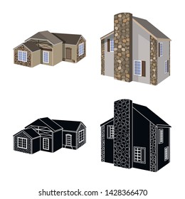 Isolated object of facade and housing icon. Collection of facade and infrastructure vector icon for stock.