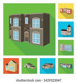 Isolated object of facade and housing icon. Set of facade and infrastructure stock symbol for web.
