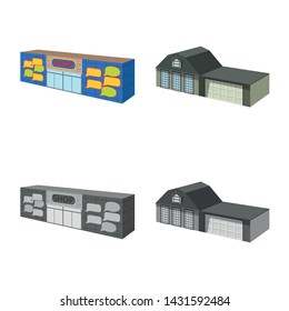 Isolated object of facade and housing icon. Collection of facade and infrastructure stock vector illustration.
