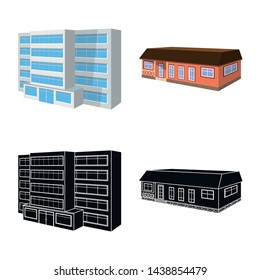 Isolated object of facade and housing icon. Set of facade and infrastructure stock symbol for web.