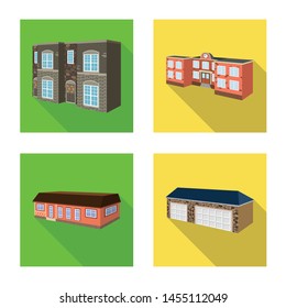 Isolated object of facade and housing icon. Collection of facade and infrastructure stock vector illustration.