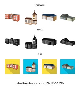 Isolated object of facade and housing logo. Set of facade and infrastructure vector icon for stock.
