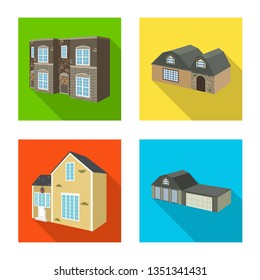 Isolated object of facade and housing logo. Collection of facade and infrastructure vector icon for stock.