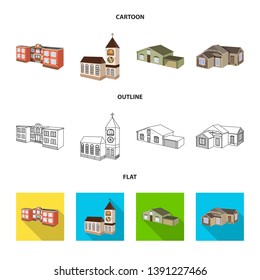 Isolated object of facade and housing logo. Collection of facade and infrastructure stock vector illustration.
