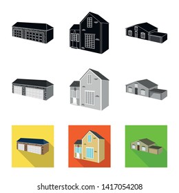 Isolated object of facade and housing logo. Collection of facade and infrastructure vector icon for stock.