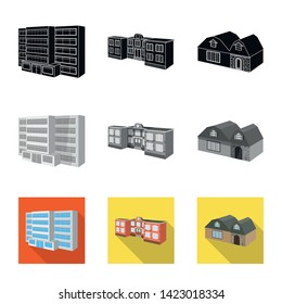 Isolated object of facade and housing logo. Collection of facade and infrastructure vector icon for stock.