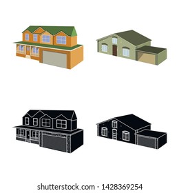 Isolated object of facade and housing logo. Collection of facade and infrastructure stock symbol for web.