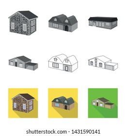 Isolated object of facade and housing logo. Set of facade and infrastructure vector icon for stock.