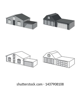 Isolated object of facade and housing logo. Collection of facade and infrastructure stock symbol for web.