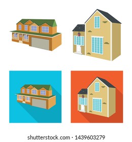 Isolated object of facade and housing logo. Set of facade and infrastructure vector icon for stock.