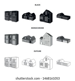 Isolated object of facade and housing logo. Set of facade and infrastructure vector icon for stock.