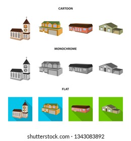 Isolated object of facade and housing sign. Collection of facade and infrastructure stock symbol for web.