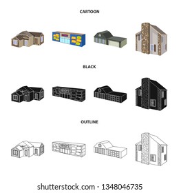 Isolated object of facade and housing sign. Set of facade and infrastructure vector icon for stock.