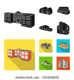 Isolated object of facade and housing sign. Set of facade and infrastructure stock symbol for web.
