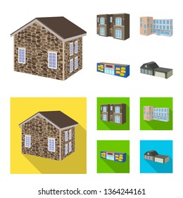 Isolated object of facade and housing sign. Set of facade and infrastructure stock vector illustration.