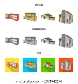 Isolated object of facade and housing sign. Set of facade and infrastructure stock vector illustration.