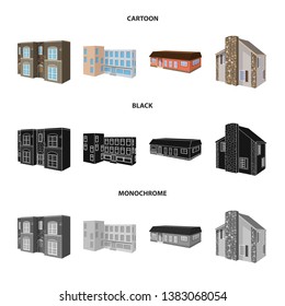 Isolated object of facade and housing sign. Set of facade and infrastructure vector icon for stock.