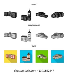 Isolated object of facade and housing sign. Set of facade and infrastructure stock vector illustration.