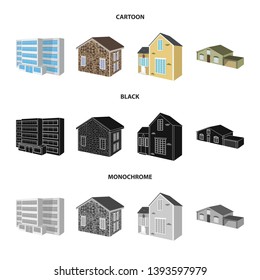 Isolated object of facade and housing sign. Set of facade and infrastructure stock symbol for web.