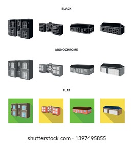 Isolated object  facade and housing sign. Collection  facade and infrastructure stock symbol for web.