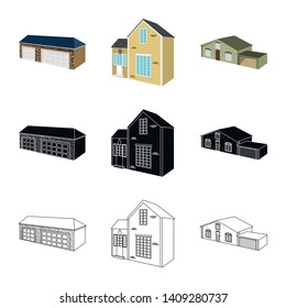 Isolated object of facade and housing sign. Collection of facade and infrastructure stock symbol for web.