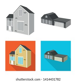 Isolated object of facade and housing sign. Collection of facade and infrastructure vector icon for stock.
