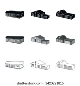 Isolated object of facade and housing sign. Collection of facade and infrastructure vector icon for stock.