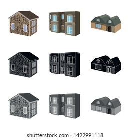 Isolated object of facade and housing sign. Set of facade and infrastructure stock symbol for web.