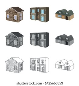 Isolated object of facade and housing sign. Collection of facade and infrastructure stock symbol for web.