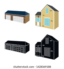 Isolated object of facade and housing sign. Collection of facade and infrastructure stock symbol for web.