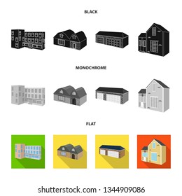 Isolated object of facade and housing symbol. Set of facade and infrastructure vector icon for stock.