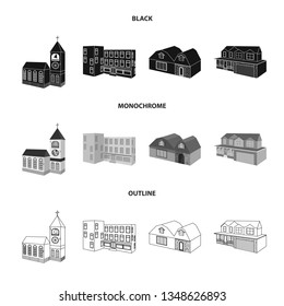 Isolated object of facade and housing symbol. Collection of facade and infrastructure stock vector illustration.