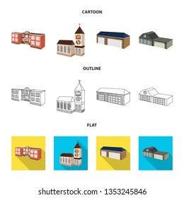 Isolated object of facade and housing symbol. Collection of facade and infrastructure stock symbol for web.