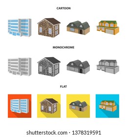 Isolated object of facade and housing symbol. Set of facade and infrastructure stock symbol for web.