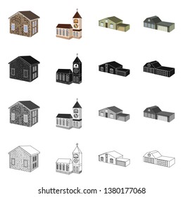 Isolated object of facade and housing symbol. Set of facade and infrastructure stock vector illustration.