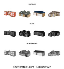 Isolated object of facade and housing symbol. Collection of facade and infrastructure stock vector illustration.