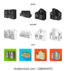 Isolated object of facade and housing symbol. Set of facade and infrastructure stock symbol for web.