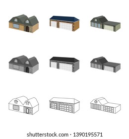 Isolated object of facade and housing symbol. Set of facade and infrastructure vector icon for stock.