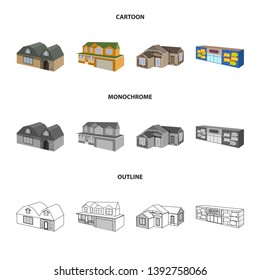 Isolated object of facade and housing symbol. Collection of facade and infrastructure stock vector illustration.