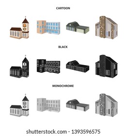 Isolated object of facade and housing symbol. Collection of facade and infrastructure stock vector illustration.
