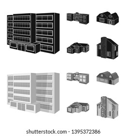 Isolated object of facade and housing symbol. Set of facade and infrastructure stock vector illustration.