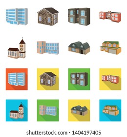Isolated object of facade and housing symbol. Set of facade and infrastructure stock symbol for web.