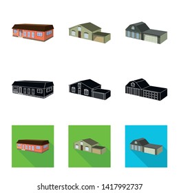Isolated object of facade and housing symbol. Collection of facade and infrastructure stock symbol for web.