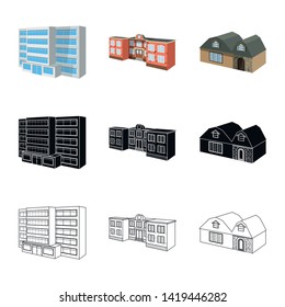 Isolated object of facade and housing symbol. Set of facade and infrastructure stock symbol for web.